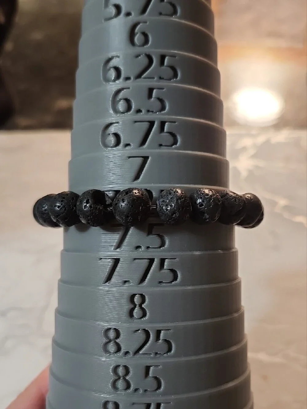 Handcrafted Mens Black Lava Beaded Stretch Bracelet